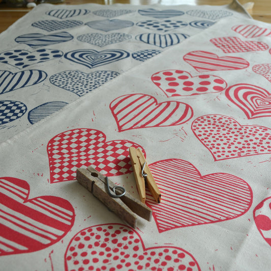 "Sending Love" Organic cotton tea-towel