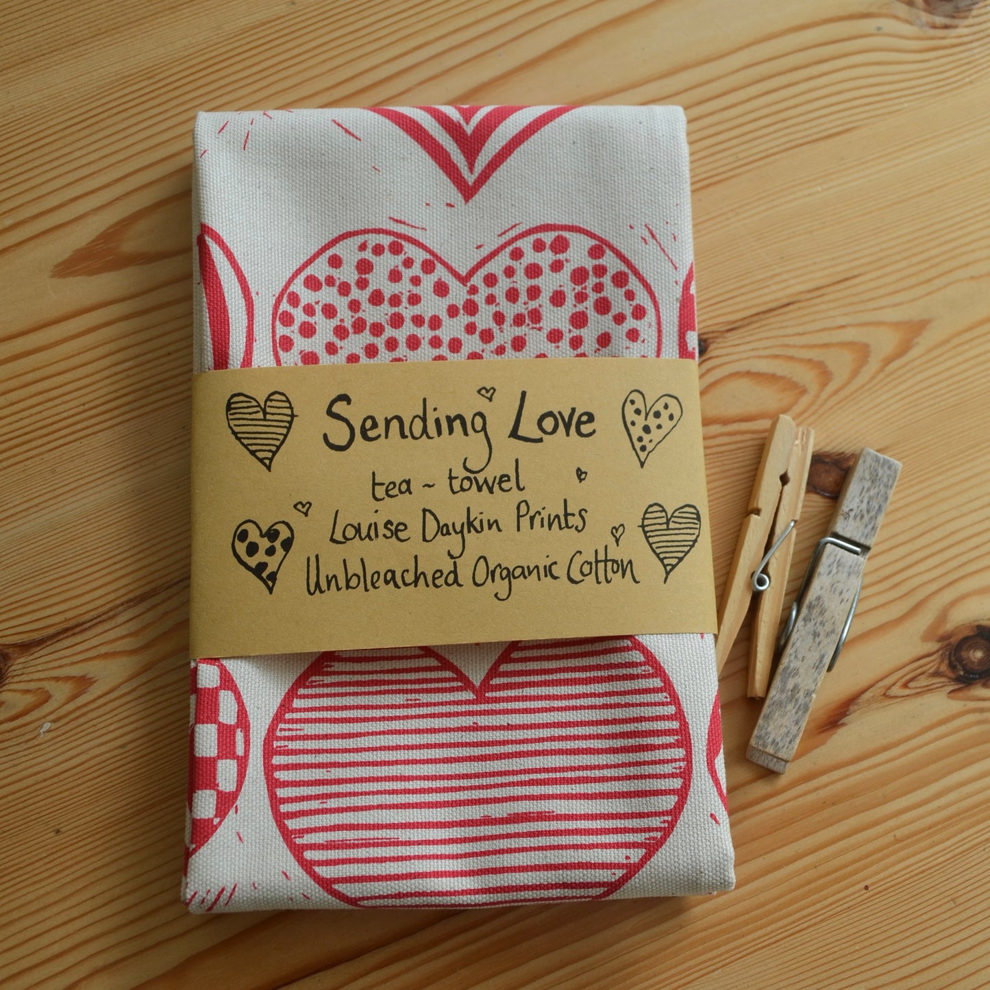 ***NEW PRODUCT*** "Sending Love" Organic cotton tea-towel