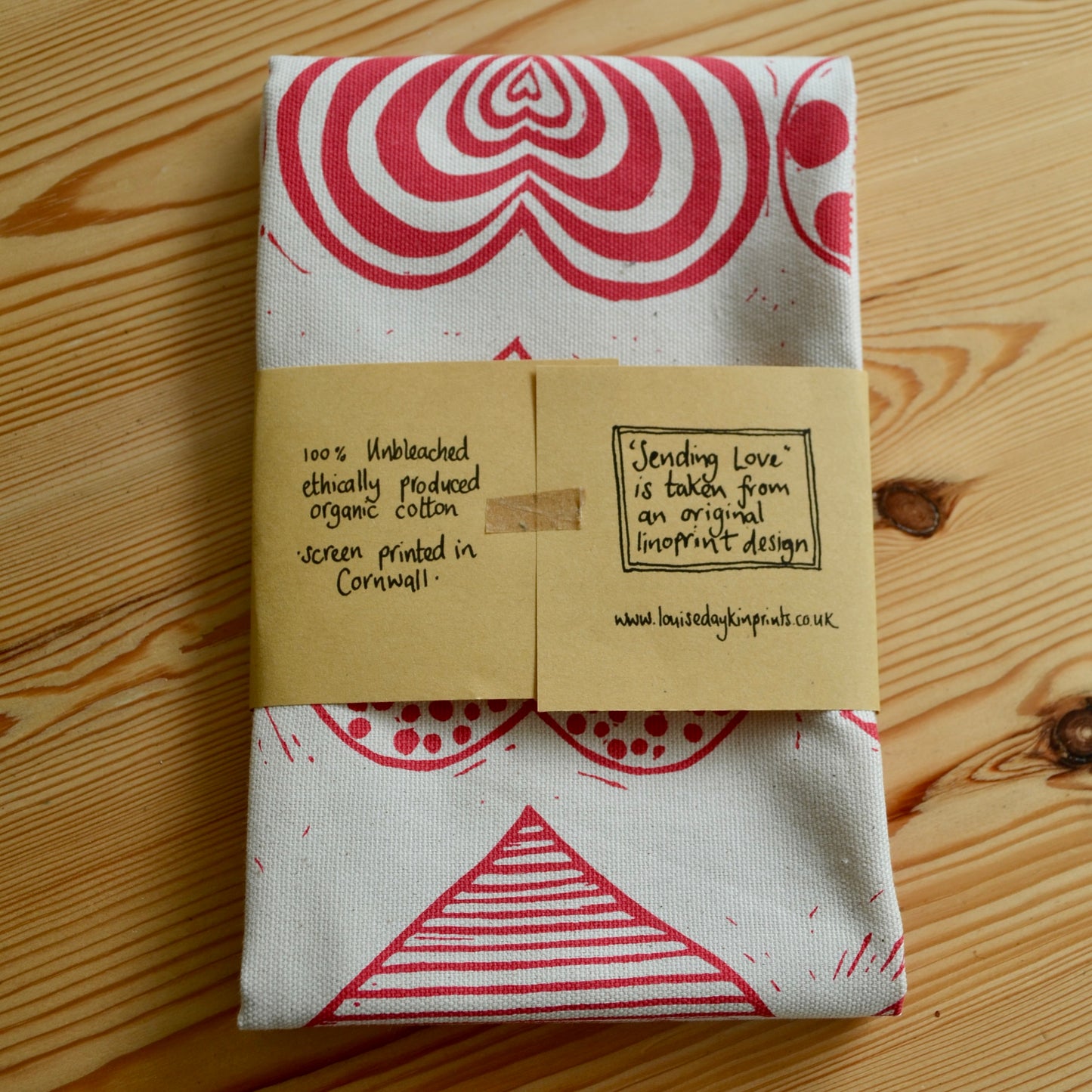 ***NEW PRODUCT*** "Sending Love" Organic cotton tea-towel