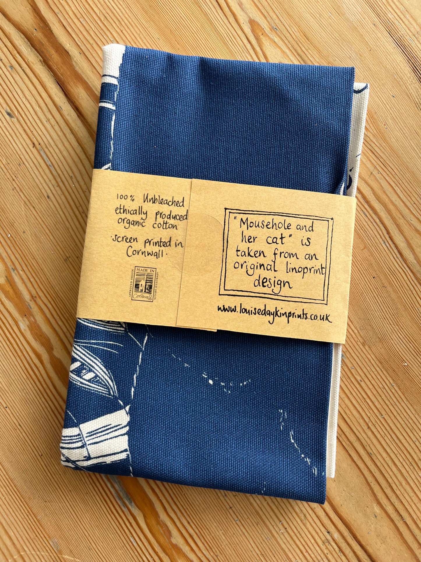 "Mousehole and her cat" Organic Cotton tea towel