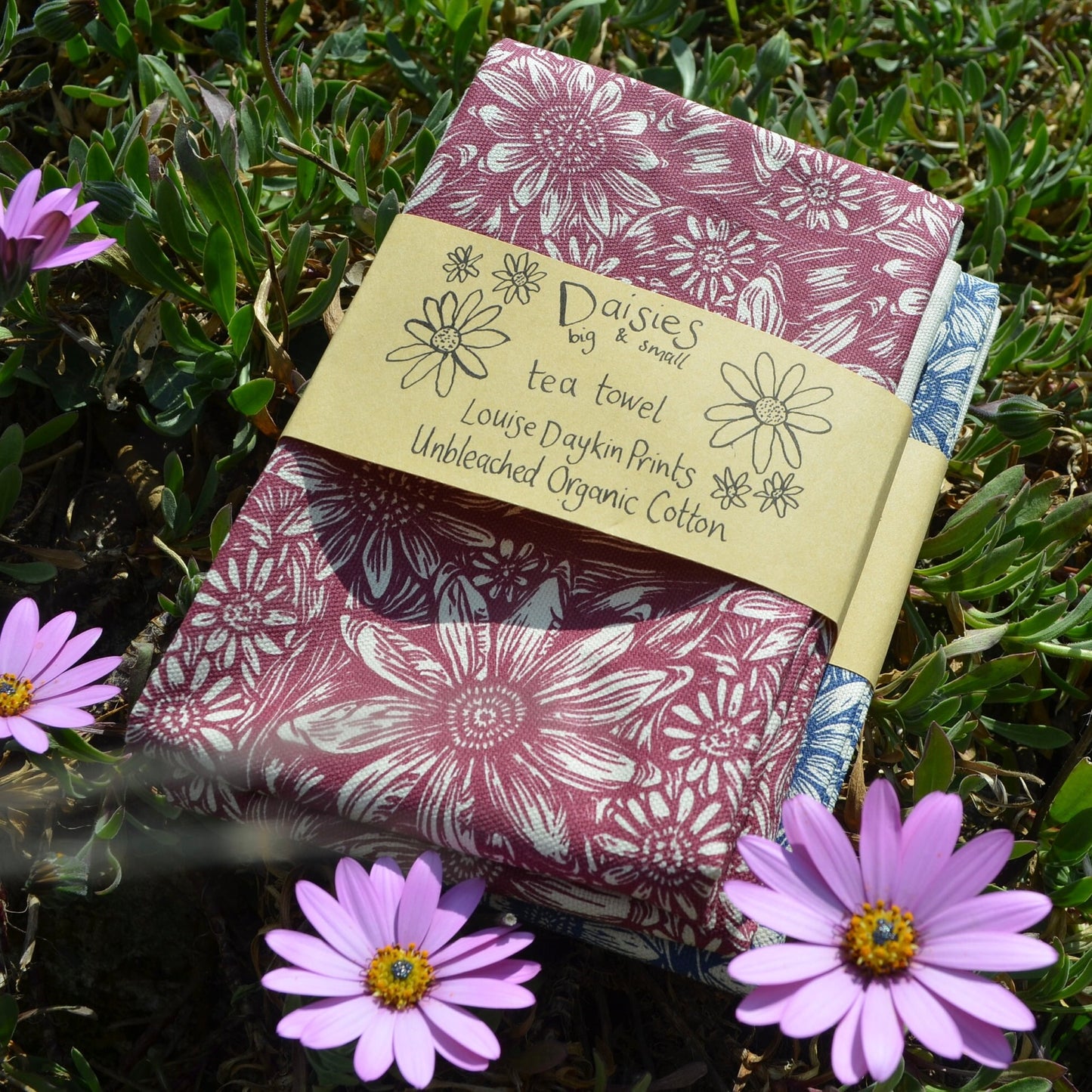 "Daisies Big and Small" Organic Cotton Tea Towel
