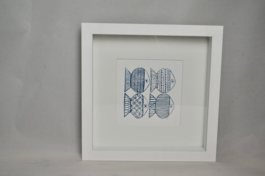 "Four Fish" signed Lino-Print