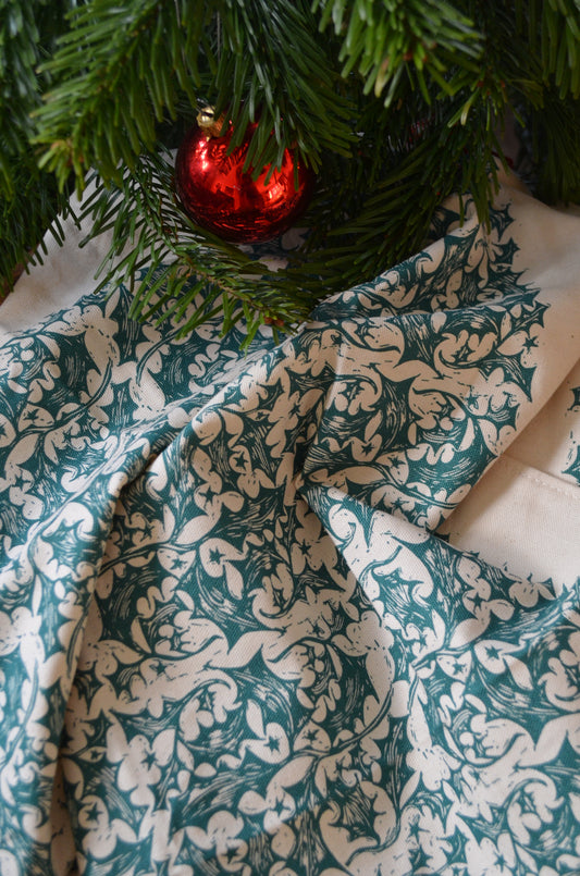 "A Tangle of Holly" Organic cotton tea towel