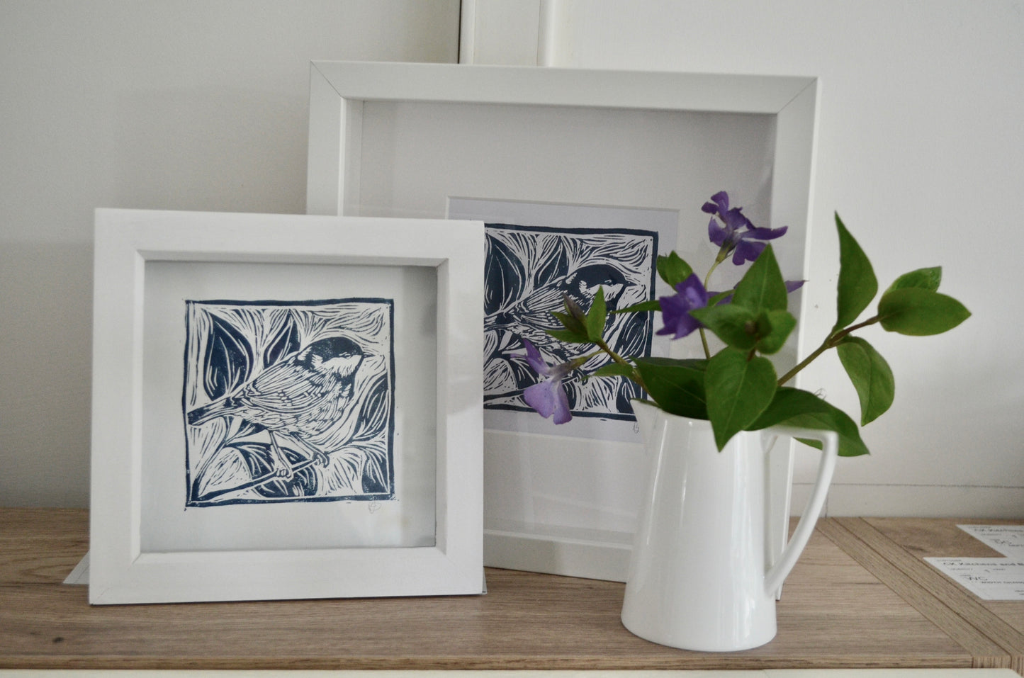 "Coal-tit" signed Lino-Print