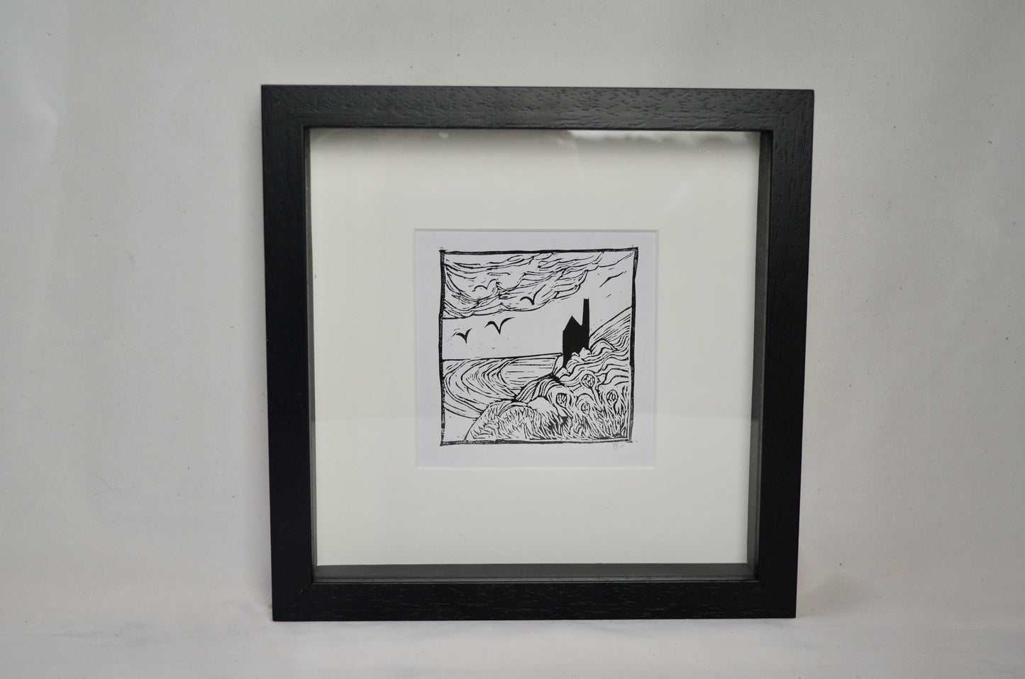 "Cornish Engine House" signed Lino-Print