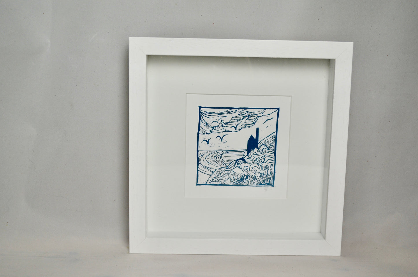 "Cornish Engine House" signed Lino-Print