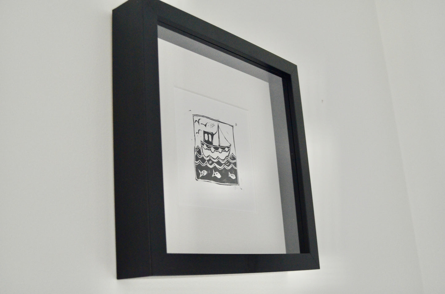 "Jaunty Fishing Boat" signed Lino-Print