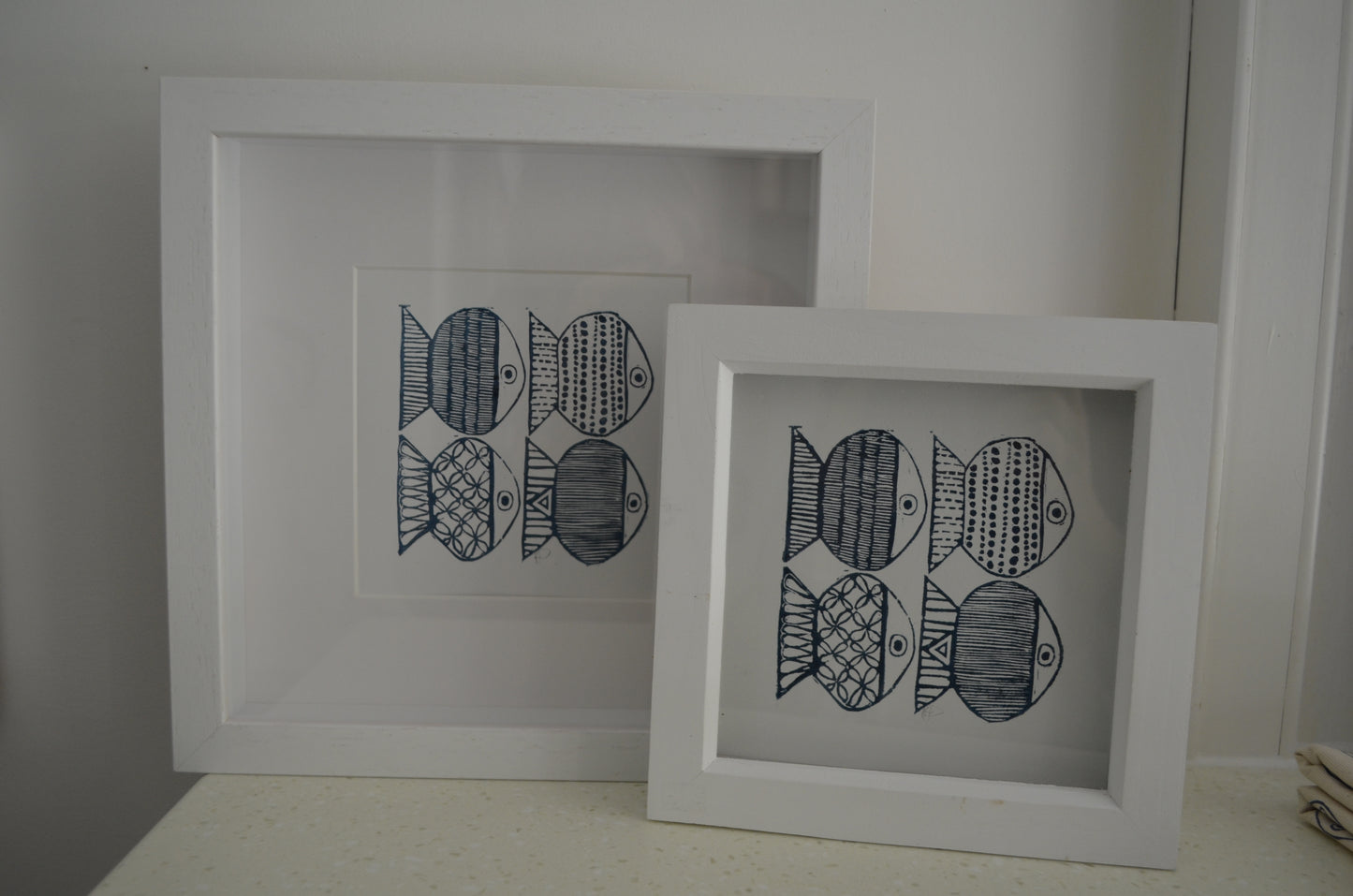 "Four Fish" signed Lino-Print
