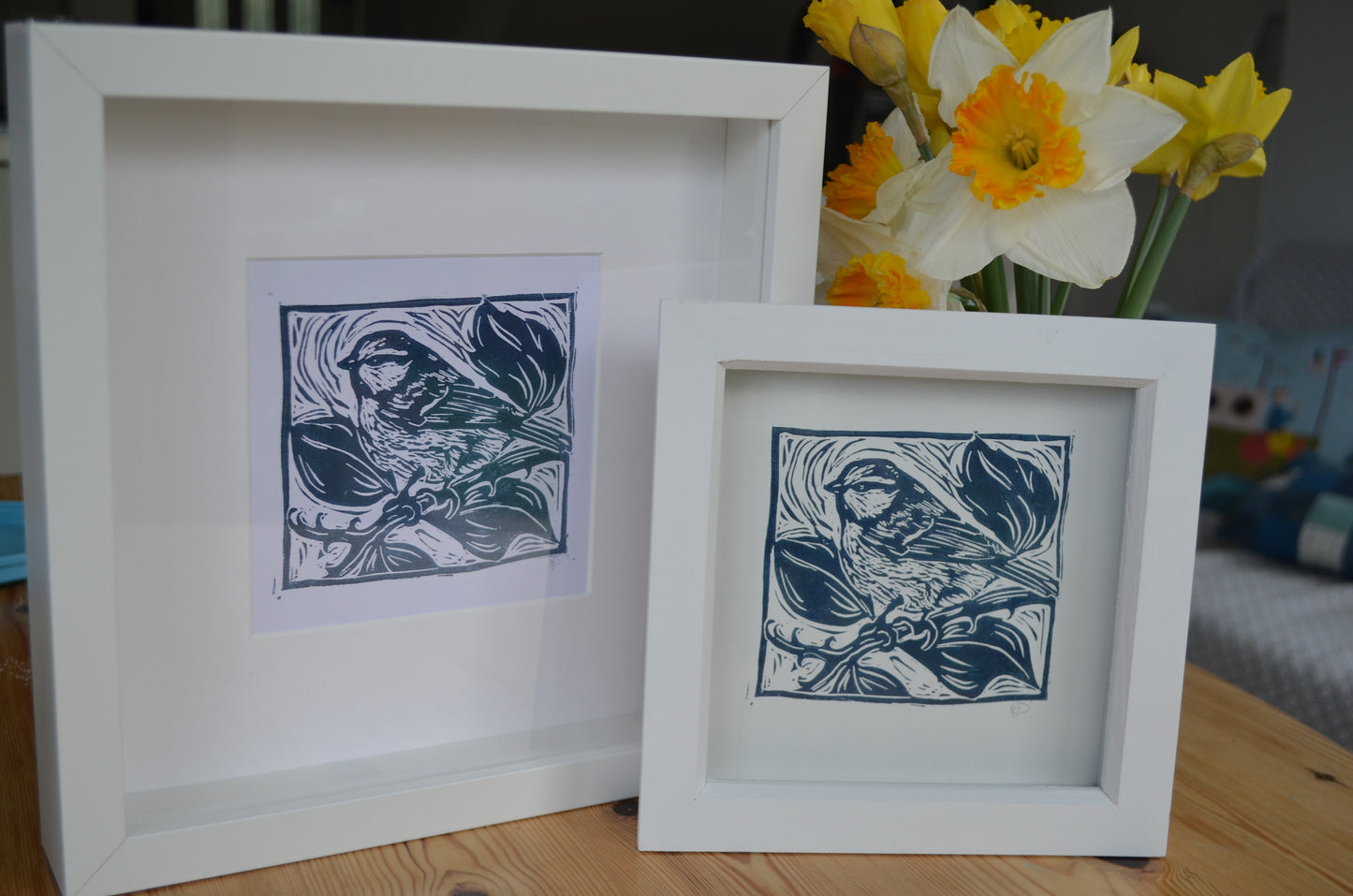 "Blue-tit" signed Lino-Print
