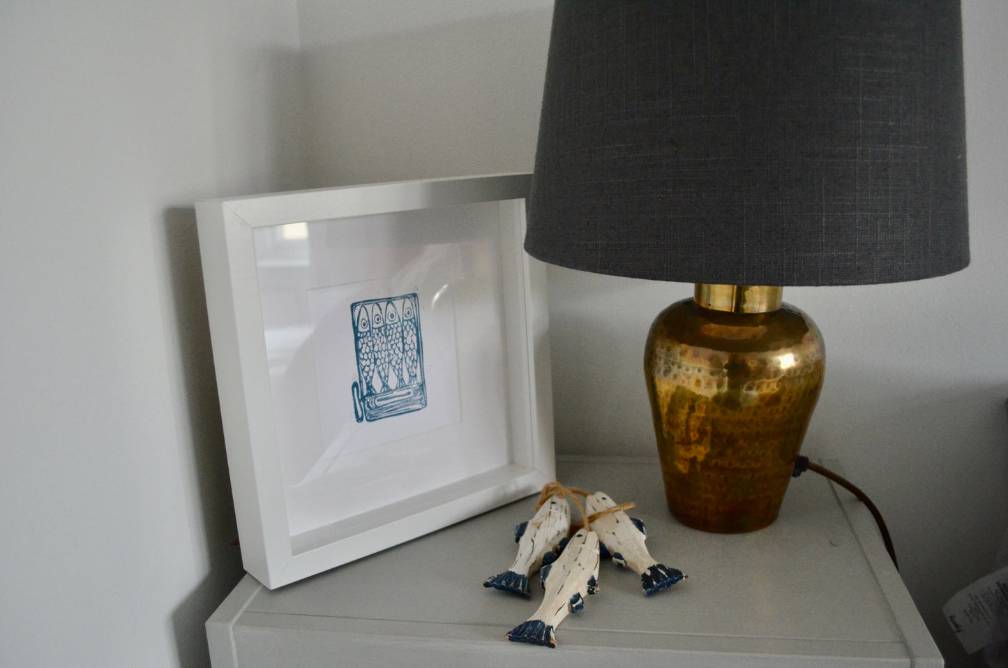 "Sardines" signed Lino-Print