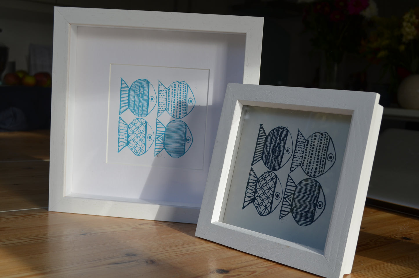 "Four Fish" signed Lino-Print