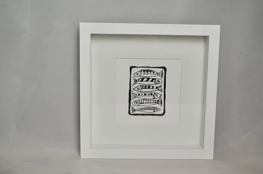 "Six Fish" signed Lino-Print