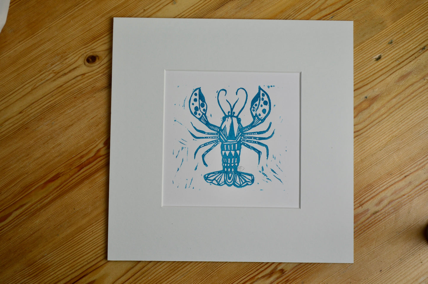 "Lobster" signed Lino-Print