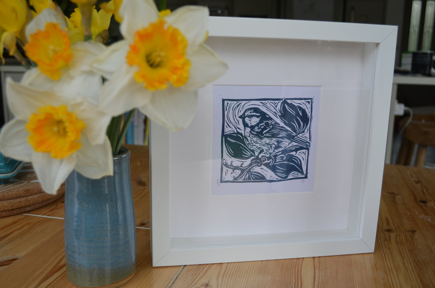 "Blue-tit" signed Lino-Print