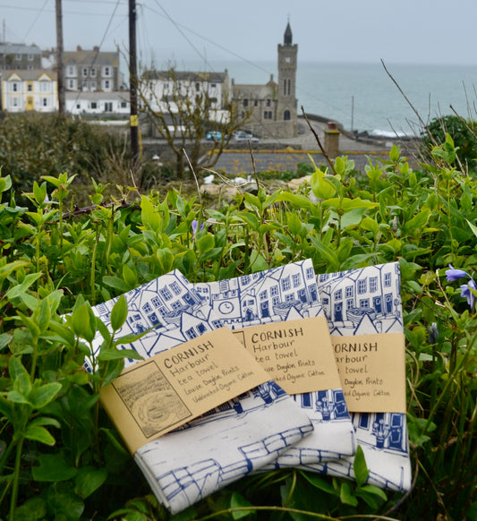 "Cornish Harbour" Organic Cotton tea towel