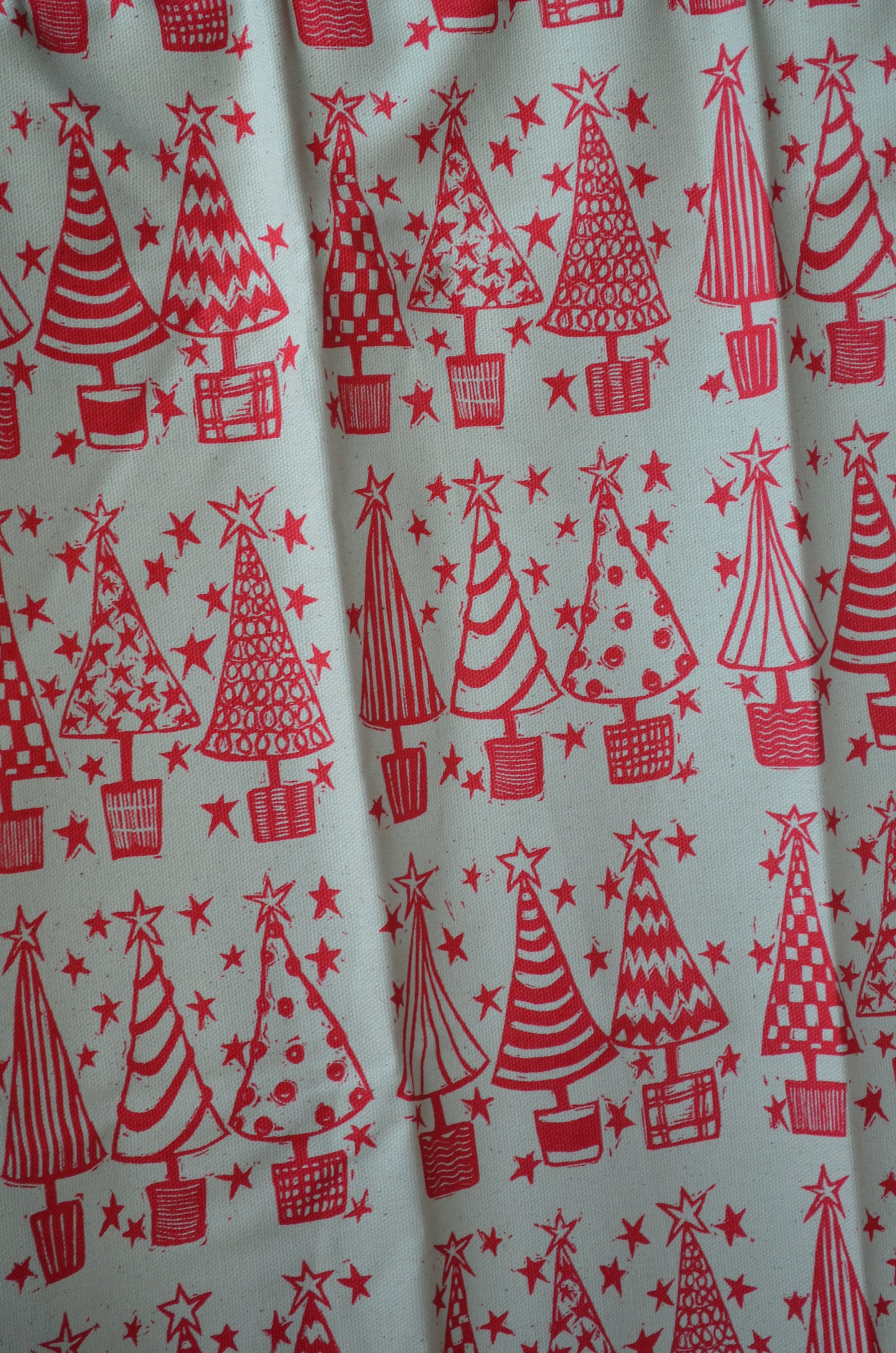 "Christmas Trees Galore" Organic cotton tea towel