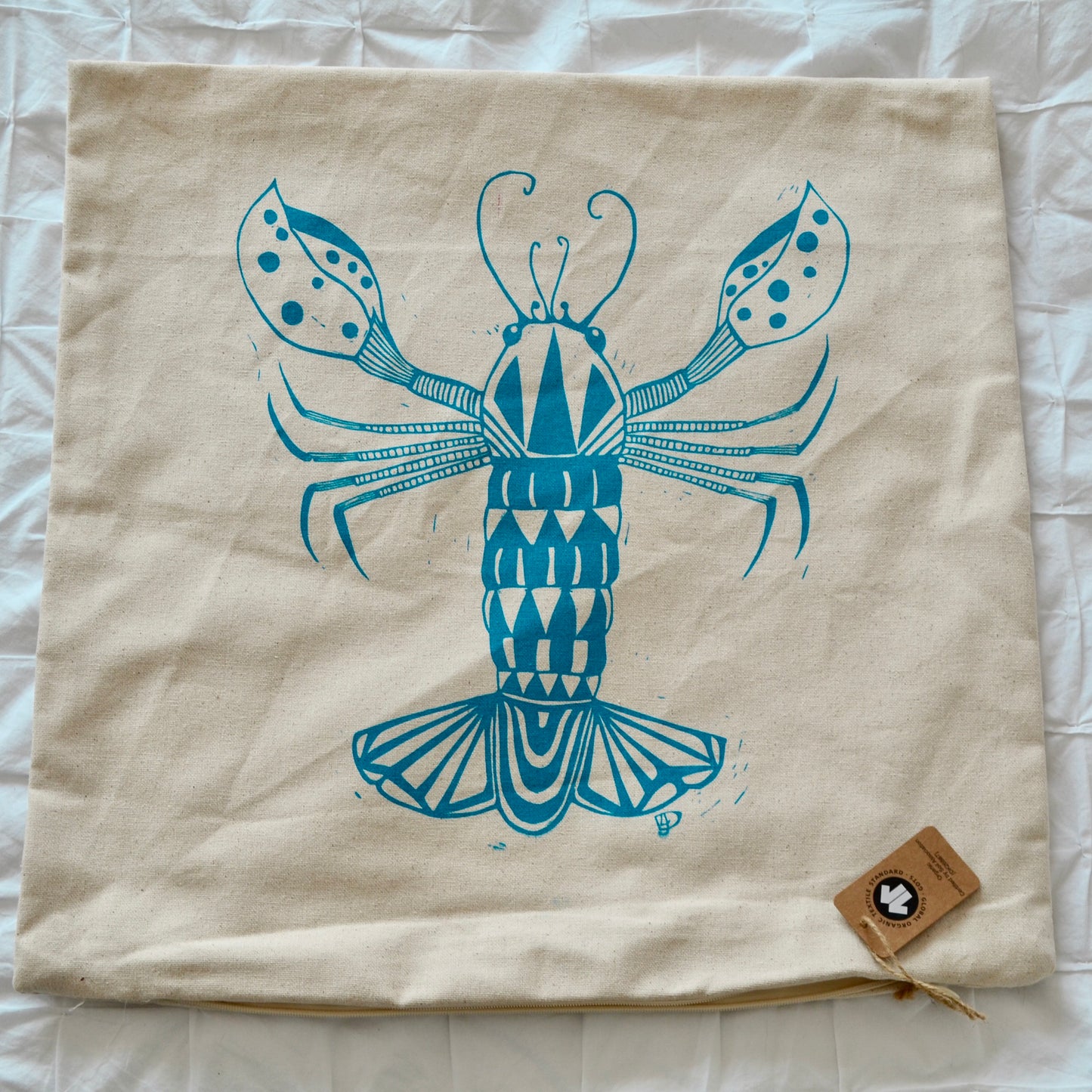 "Lobster" organic cotton cushion cover