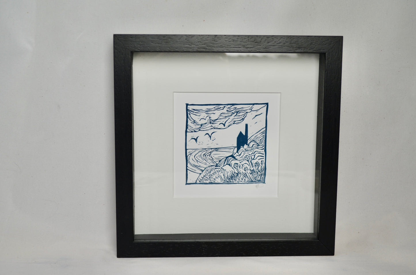 "Cornish Engine House" signed Lino-Print