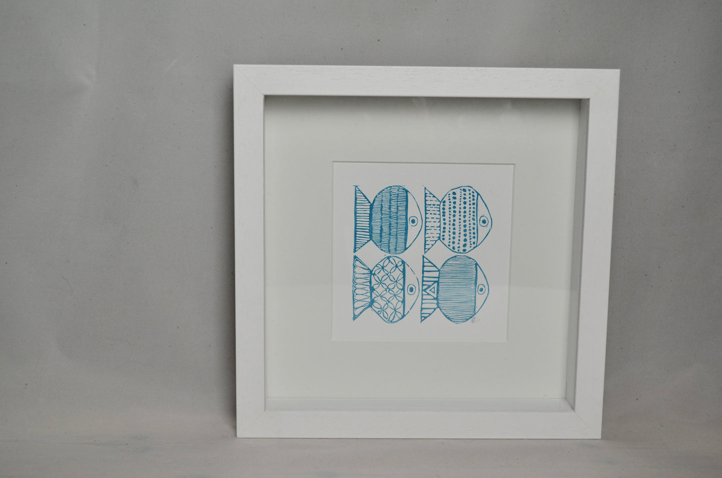 "Four Fish" signed Lino-Print