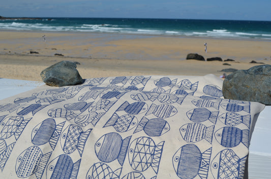 "Lots and Lots of Fish" Organic cotton tea towel