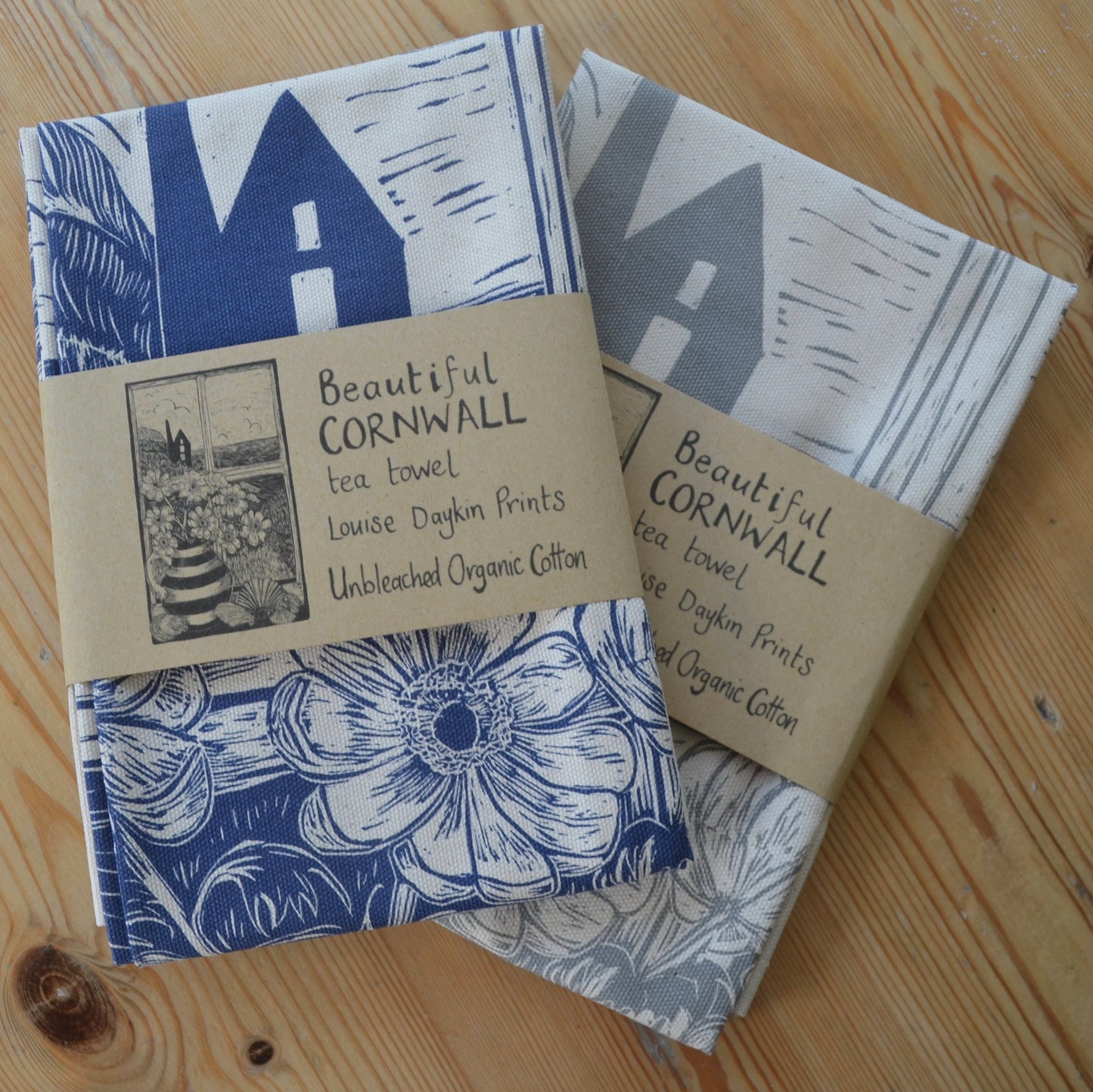 "Beautiful Cornwall" Unbleached organic cotton tea towel