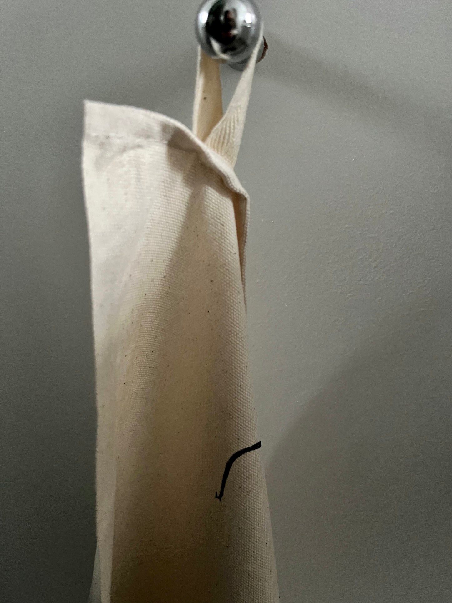 Teatowel corner with fabric hanging loop
