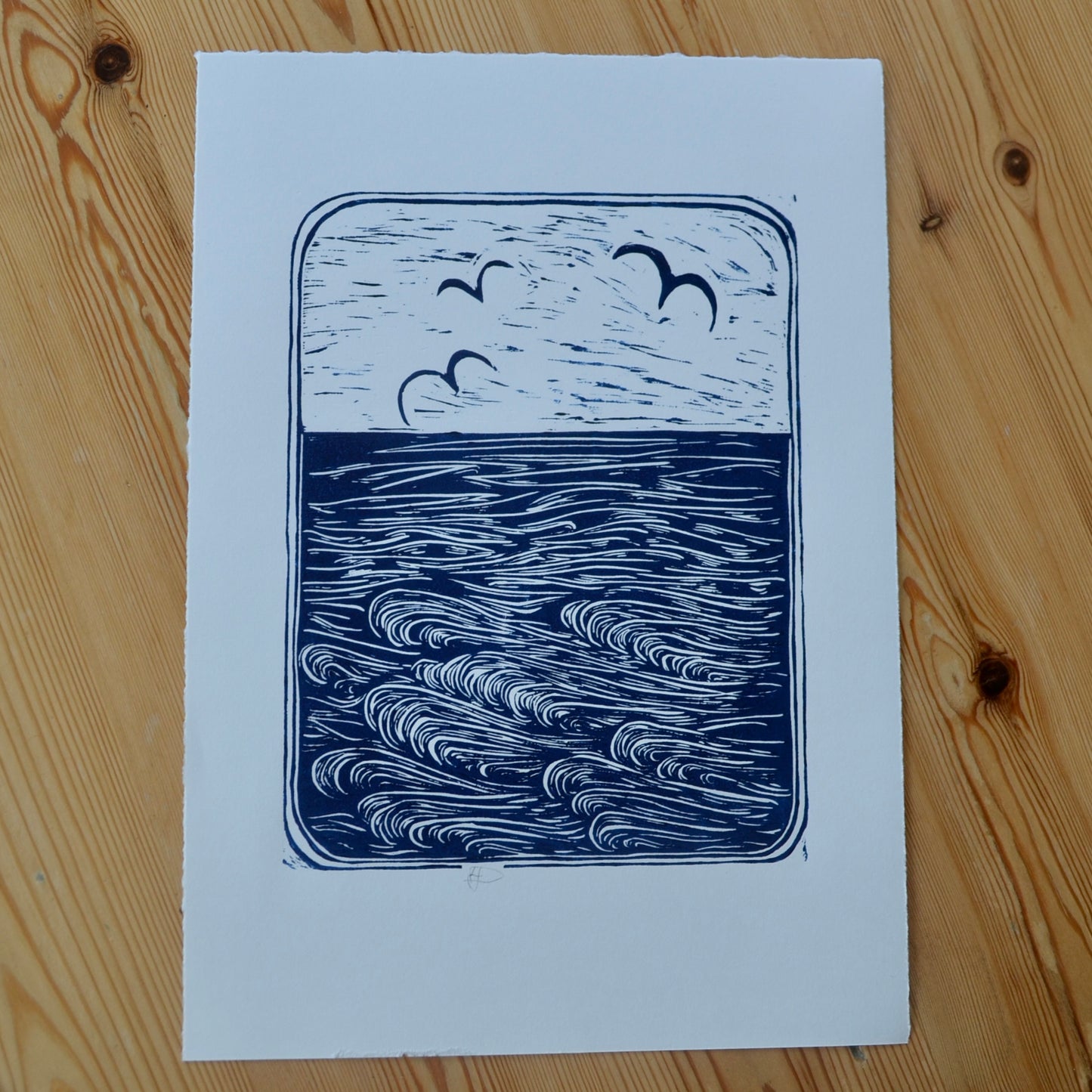 "Ocean View" Unframed Lino Print