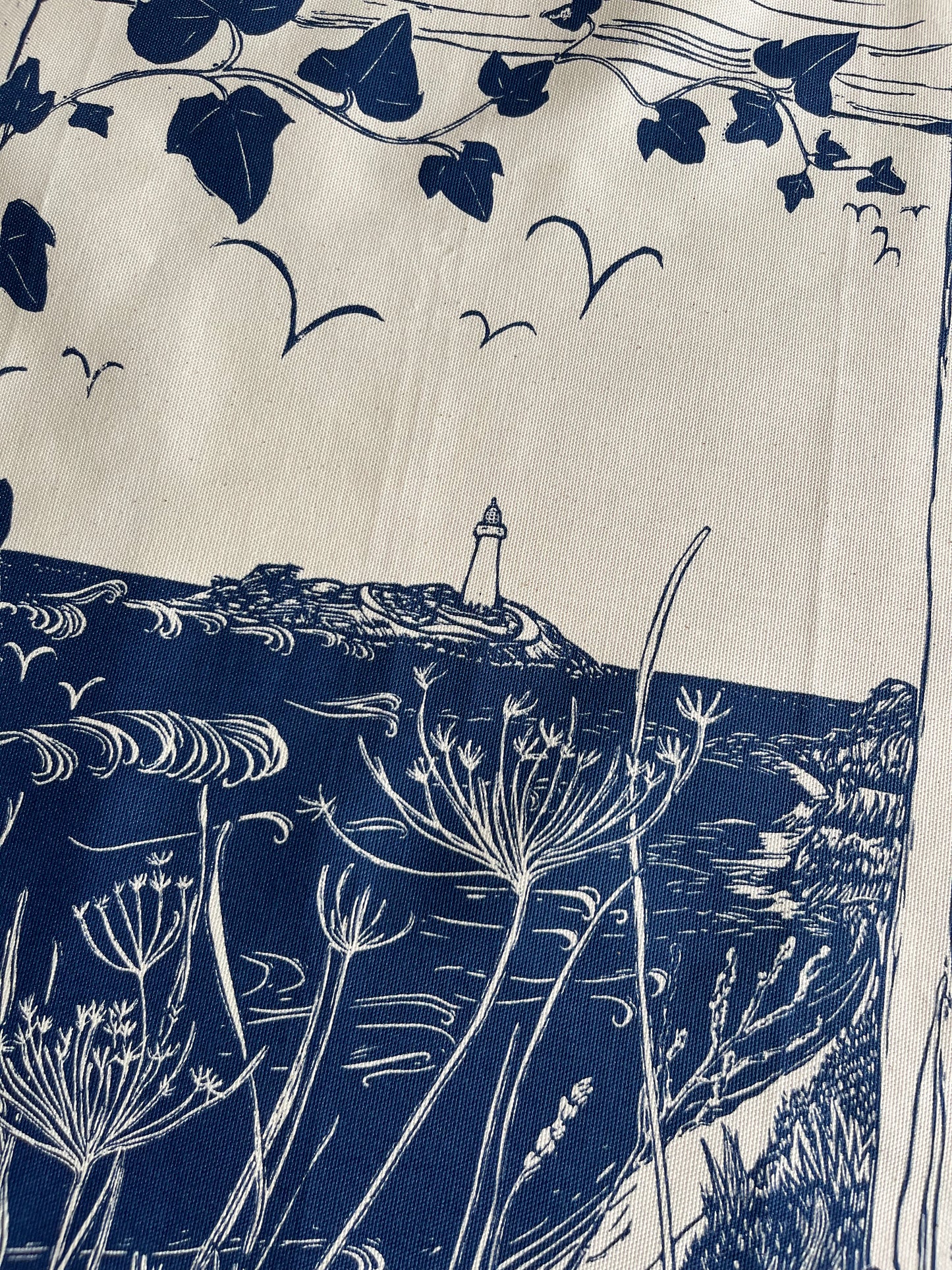 "View to Godrevy Lighthouse" Organic Cotton tea towel