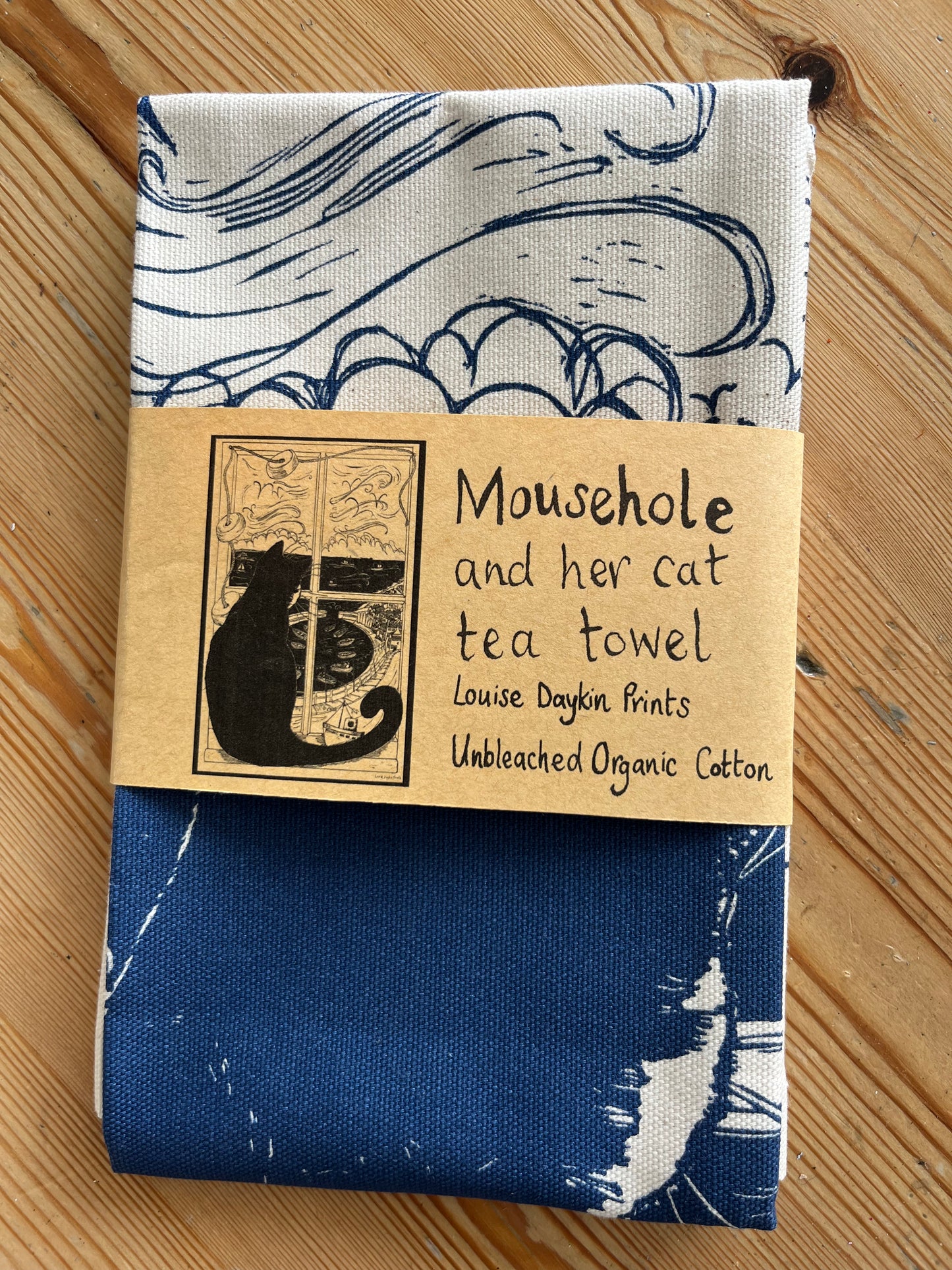 "Mousehole and her cat" Organic Cotton tea towel