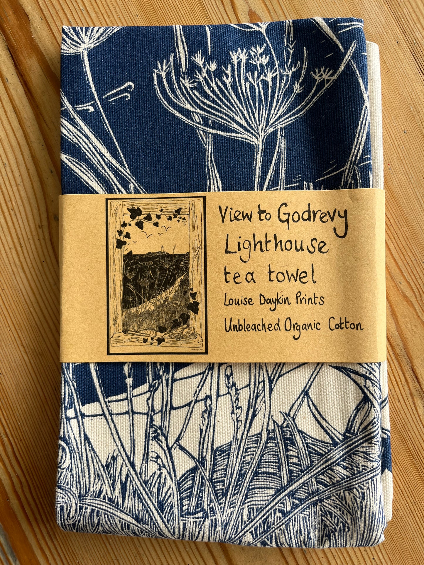 "View to Godrevy Lighthouse" Organic Cotton tea towel