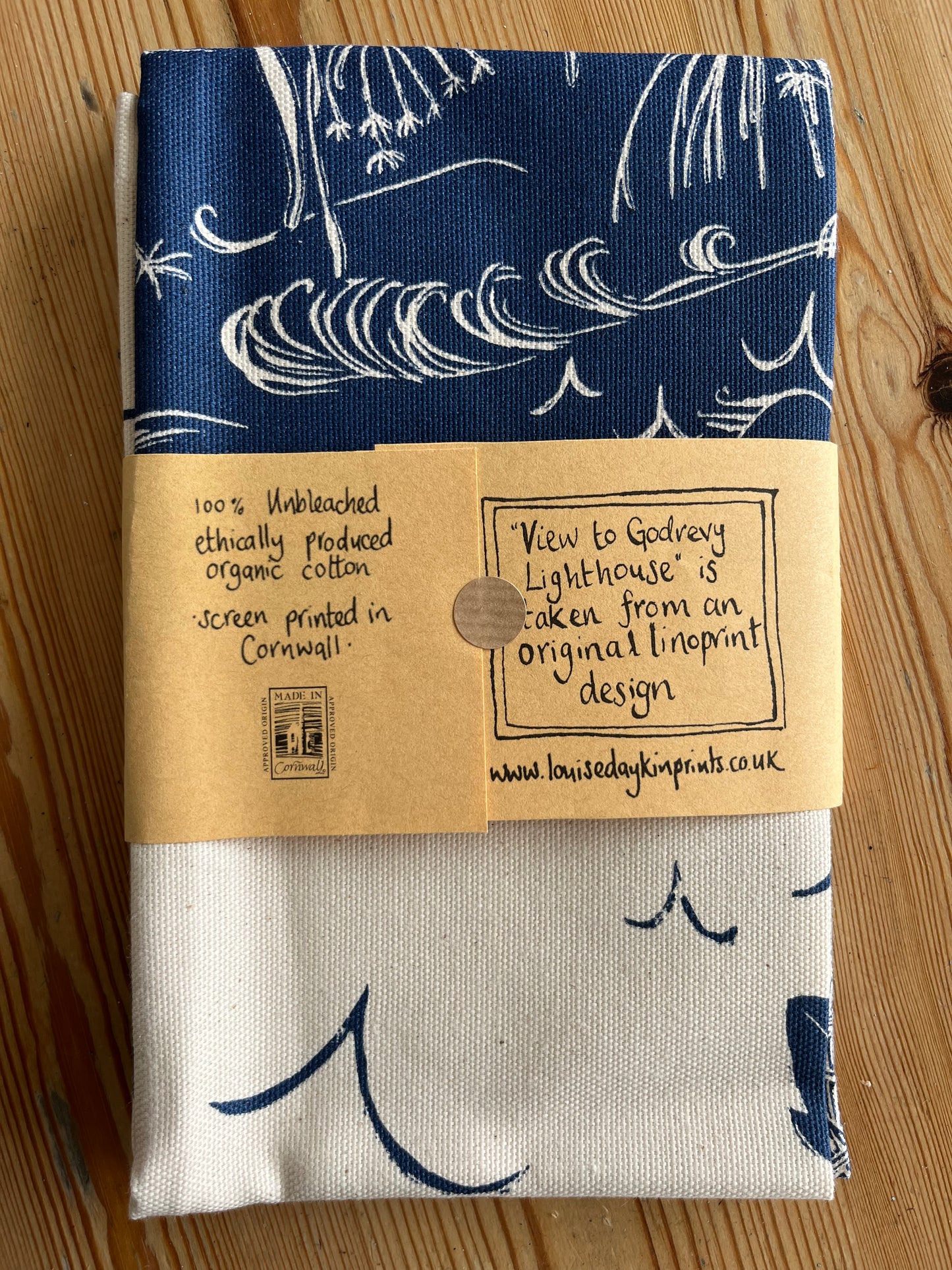 "View to Godrevy Lighthouse" Organic Cotton tea towel
