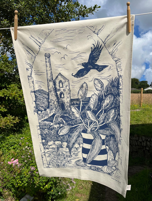 "Wild Cornwall" Organic cotton tea towel