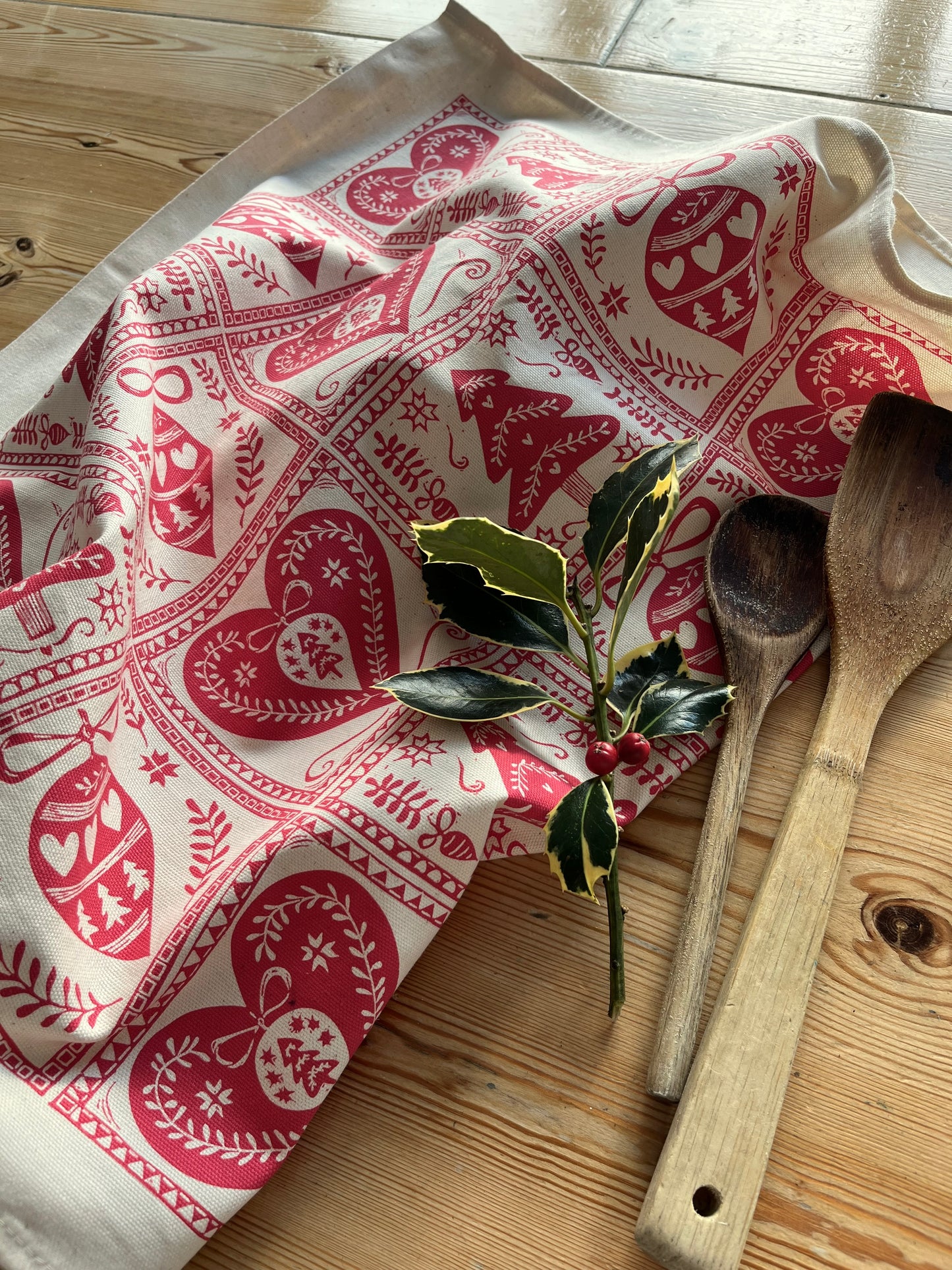 NEW "A Patchwork of Christmas" Organic cotton tea towel