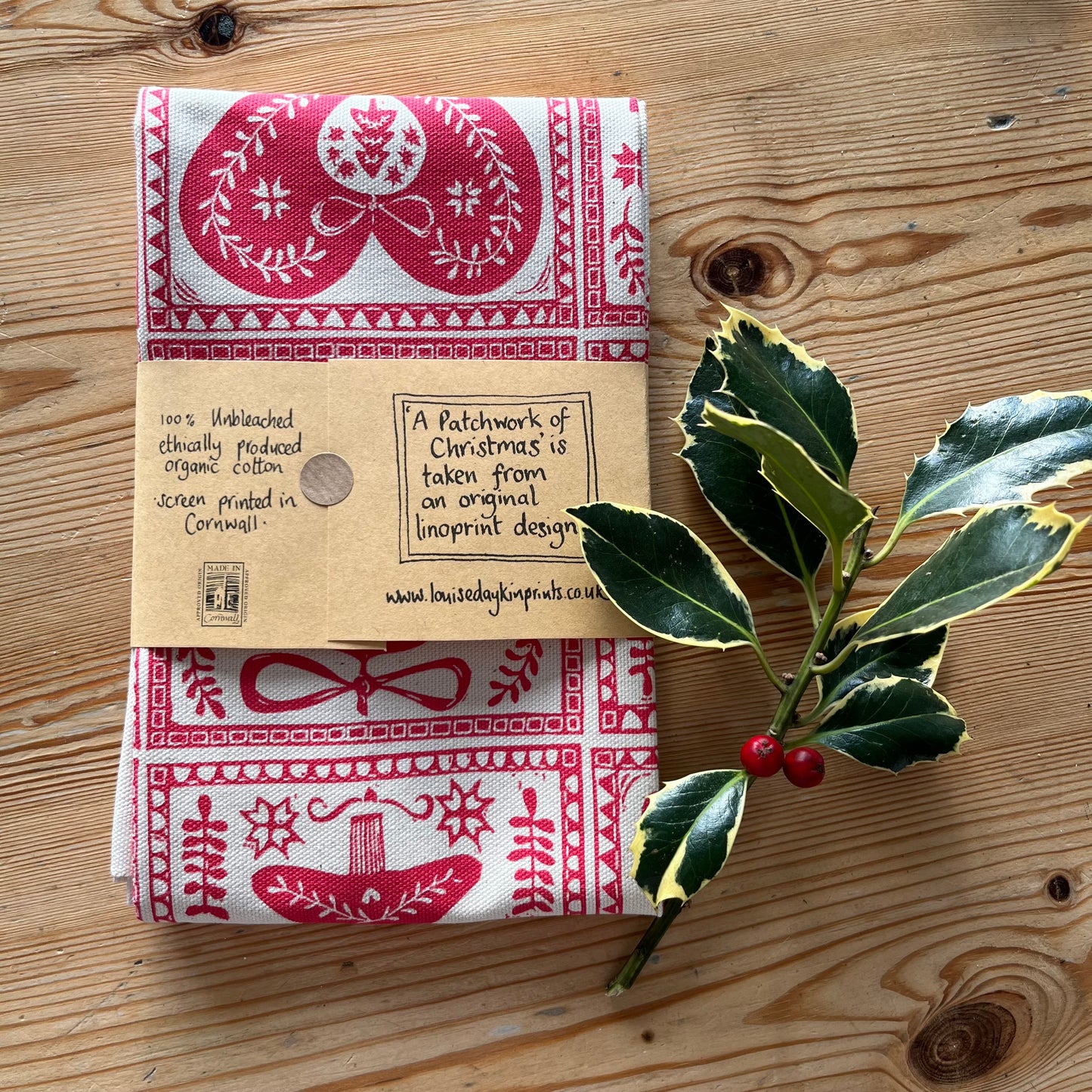 NEW "A Patchwork of Christmas" Organic cotton tea towel