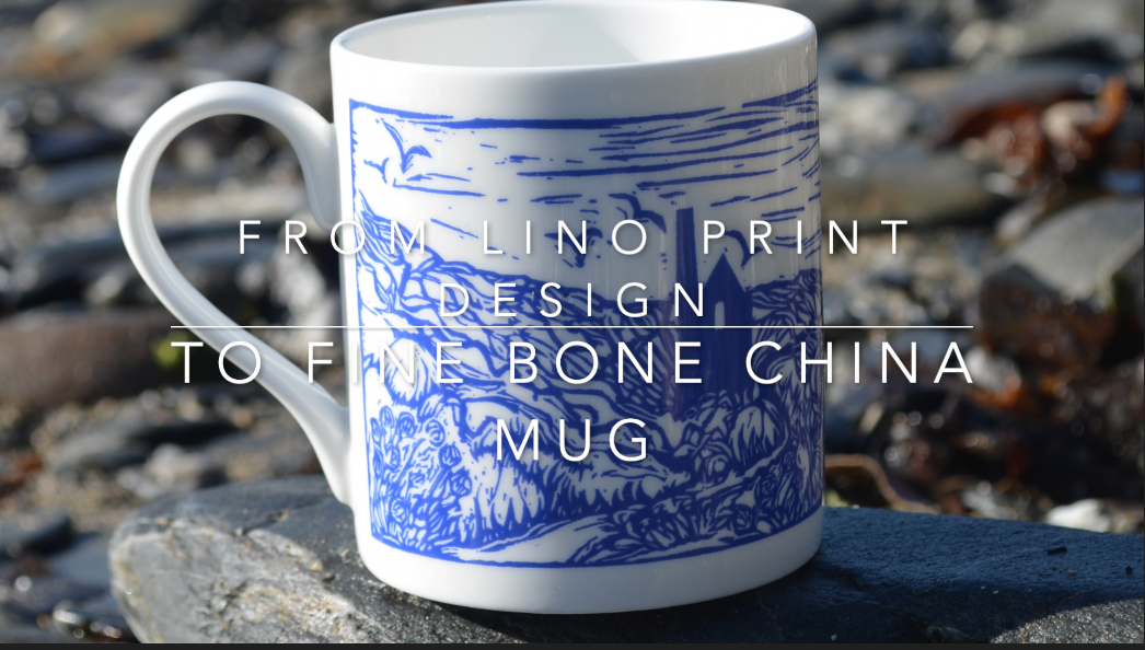 Load video: A short video to show the process of Lino-printing a design that later becomes a design for a mug
