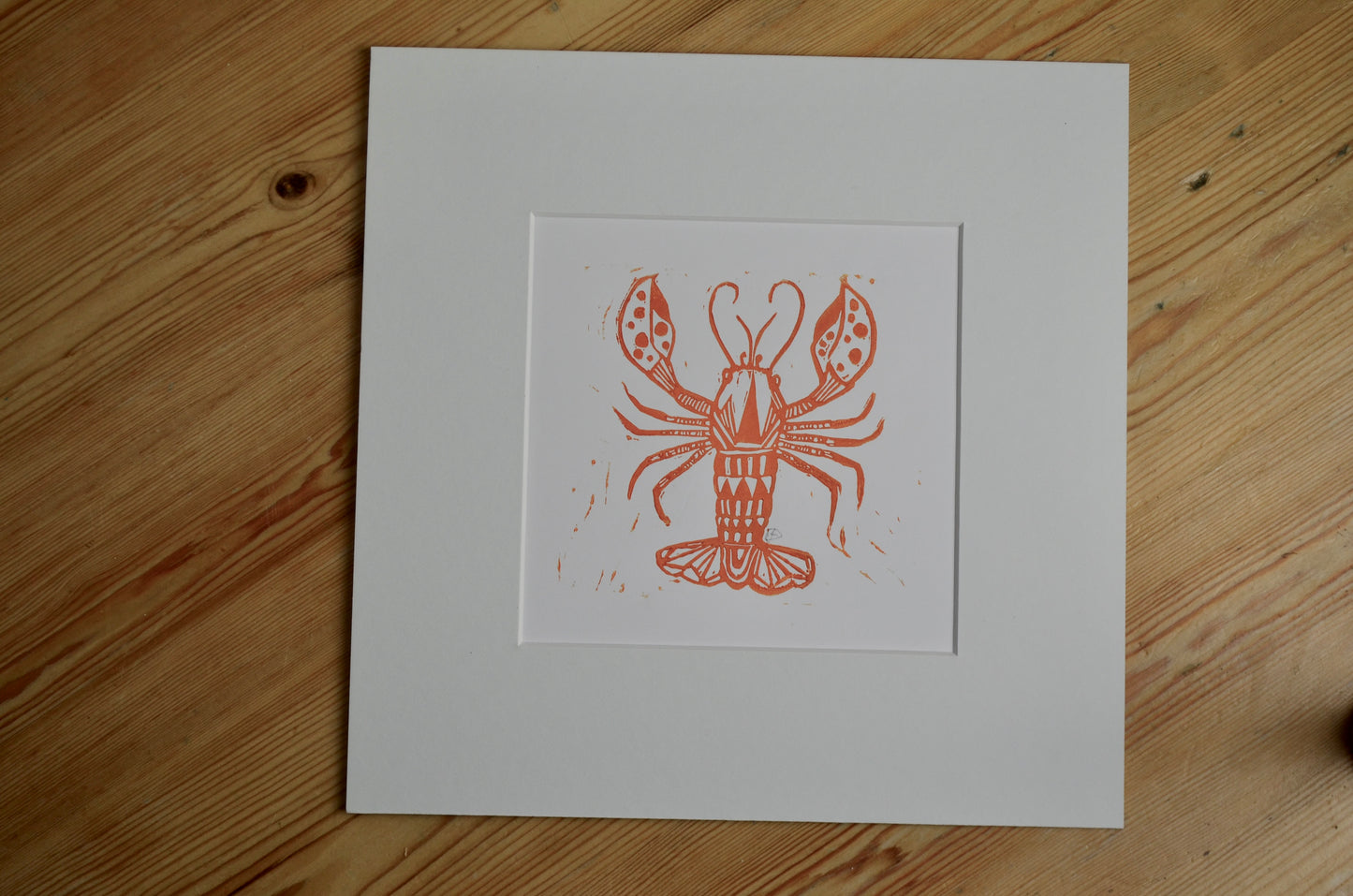 "Lobster" signed Lino-Print