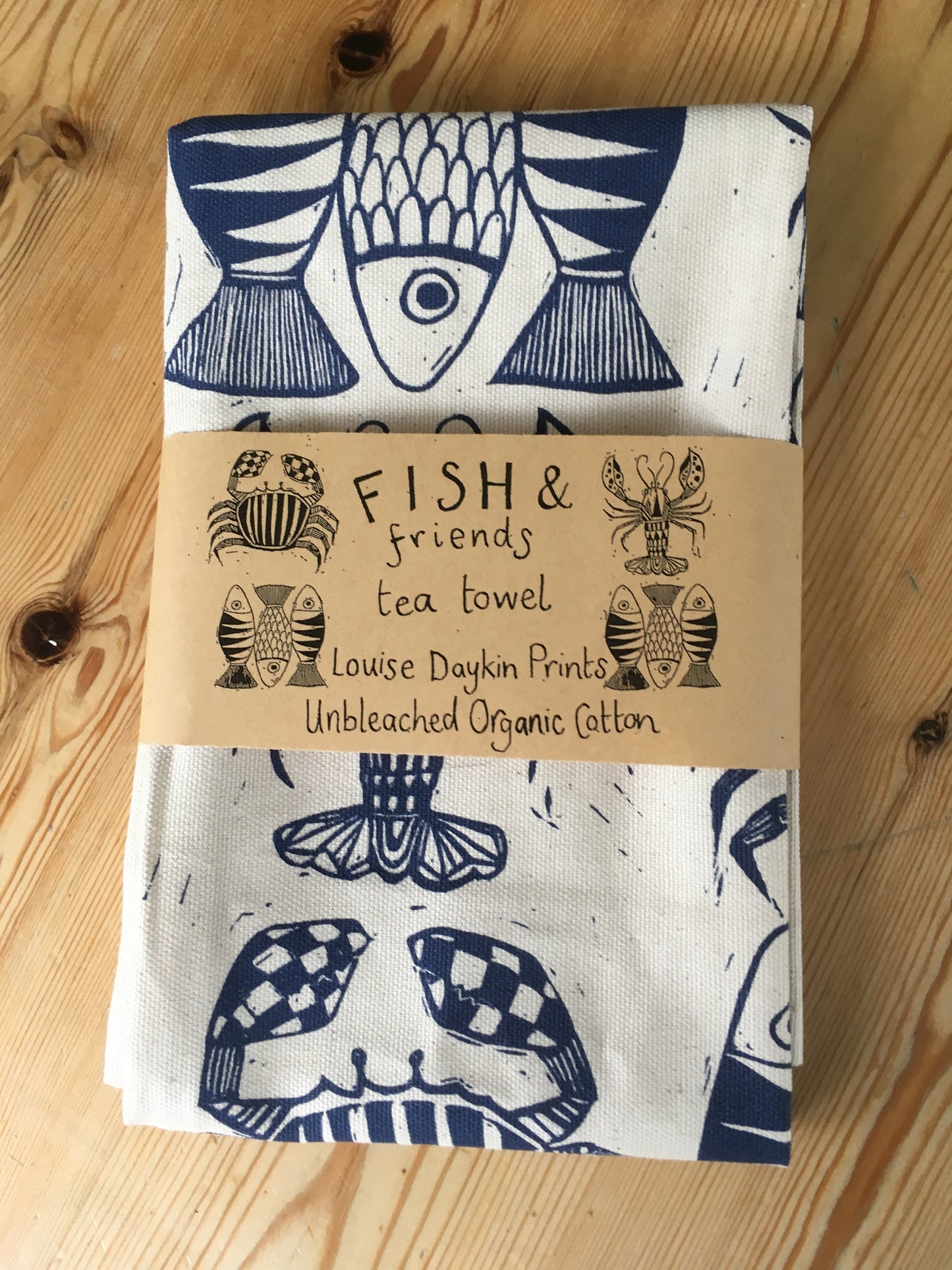 "Fish and Friends" Organic cotton tea towel