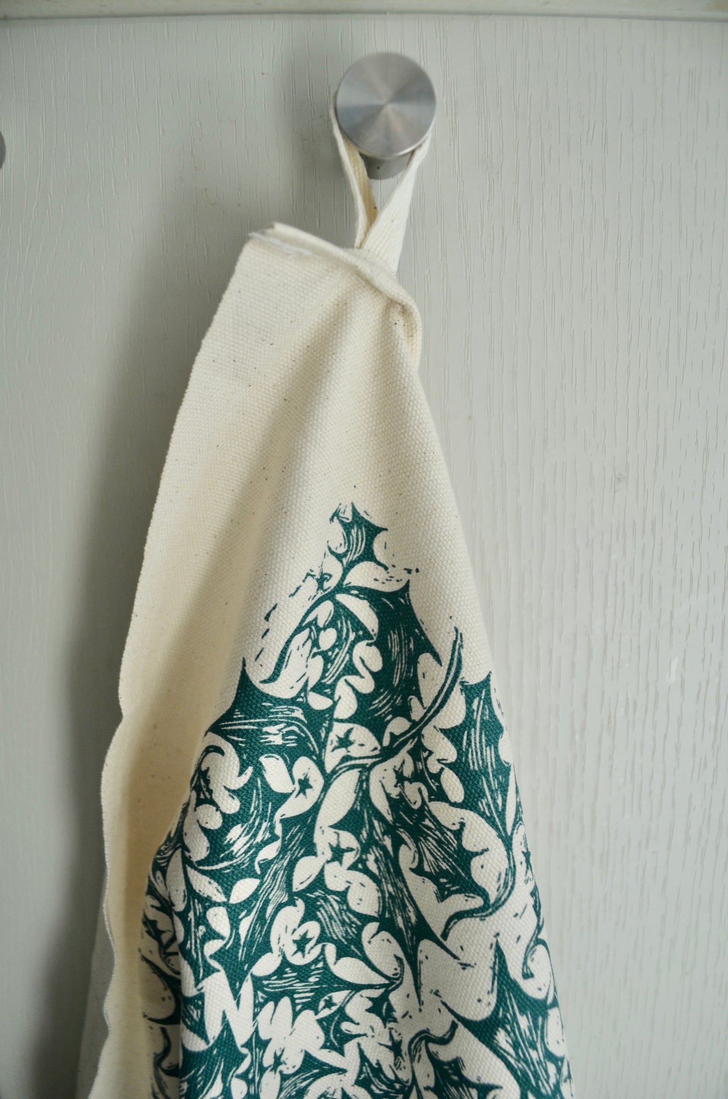 "A Tangle of Holly" Organic cotton tea towel