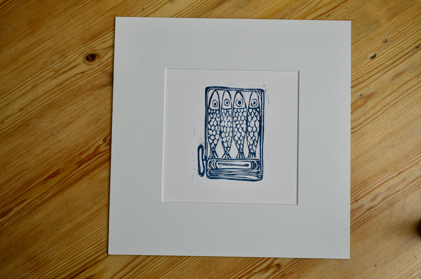 "Sardines" signed Lino-Print