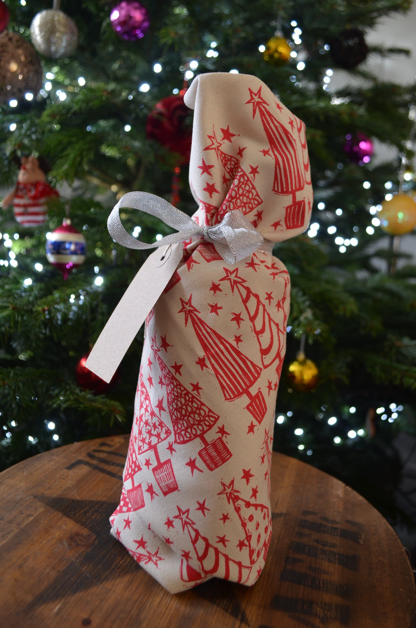 "Christmas Trees Galore" Organic cotton tea towel