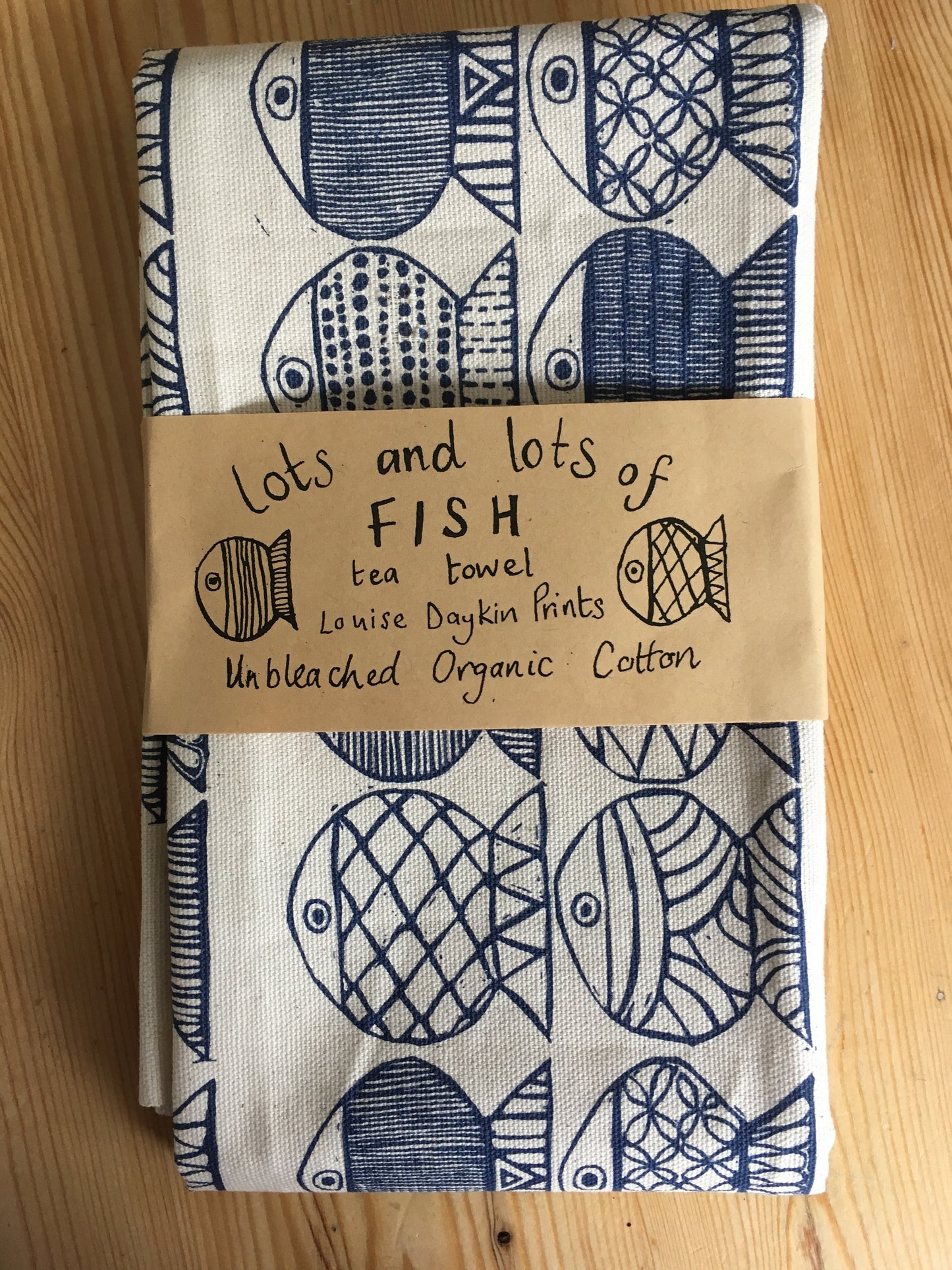 "Lots and Lots of Fish" Organic cotton tea towel
